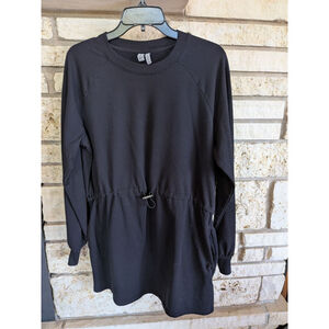 Women's Z by Zella Black Long Sleeve Drawstring Tunic Dress M